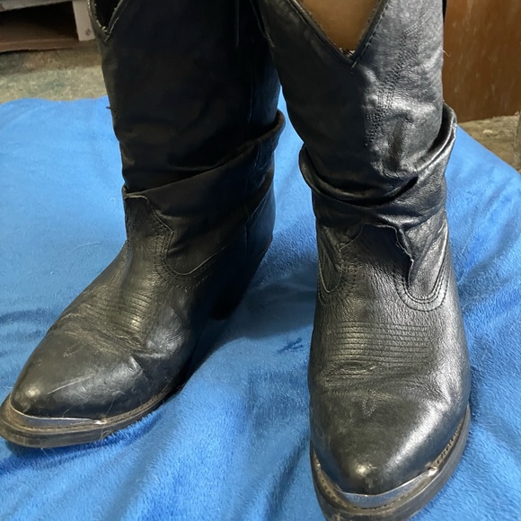 Shyanne Slouchy Western Cowboy Boot in Black Leather Silver Toe Tips Size 9 - Picture 16 of 16